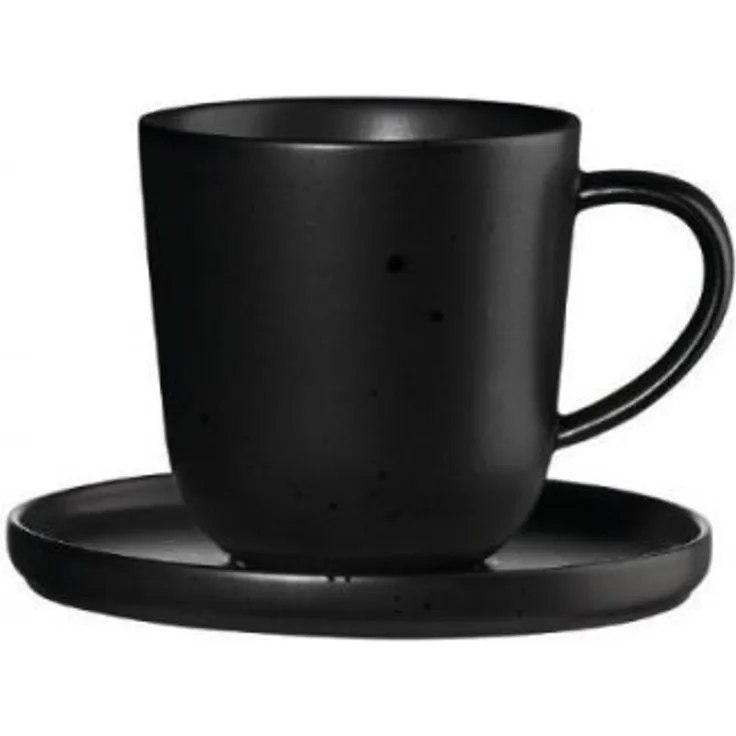 ASA Selection coppa Espressotasse mit Unterer, Espresso Tasse, Kaffeetasse, Untertasse, Porzellan, 80 ml, Kuro / Schwarz, 19011190