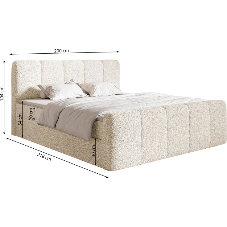 Selsey 'Cloudy II' Boxspringbett mit Bettkästen und Topper Bouclé Creme, 200x200 cm – Bild 5