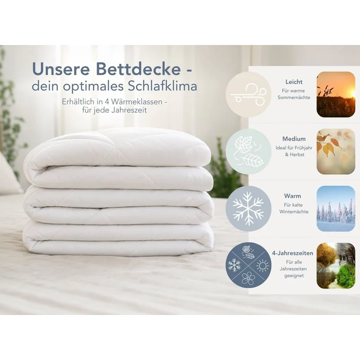XDREAM Microfaserbettdecke Pure, Bettdecke - 4-Jahreszeiten, Ganzjahres, Winter & Sommer, Füllung: Hohlfaser-Polyesterfüllung, Bezug: Polyester, allergikerfreundlich, atmungsaktiv, temperaturausgleichend, 135x200 cm – Bild 4