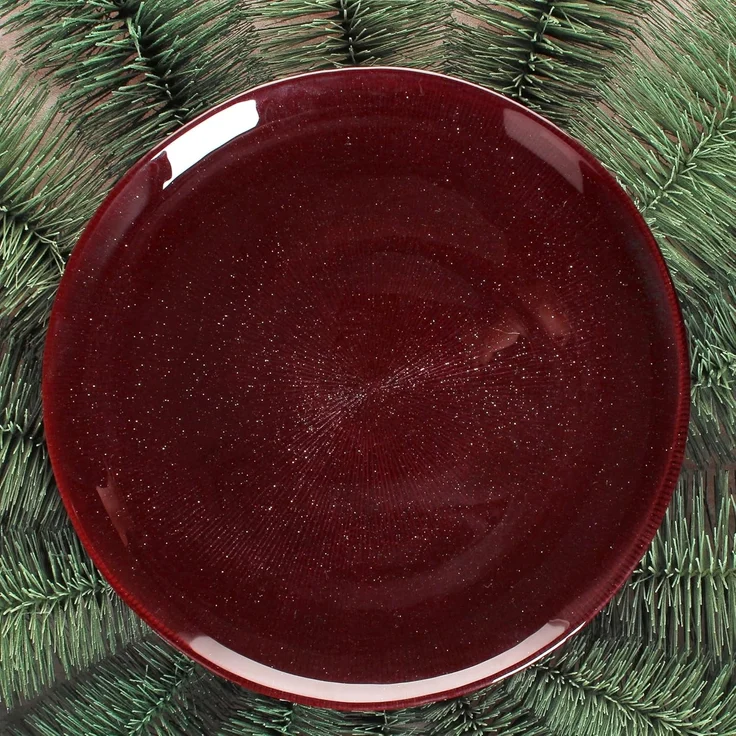 MamboCat Speiseteller 6x Suez Speiseteller Ø27cm Glas Rot Glitzer Essteller Weihnachten, Weihnachtsgeschirr, Weihnachten, Weihnachtsset, Geschirr – Bild 4