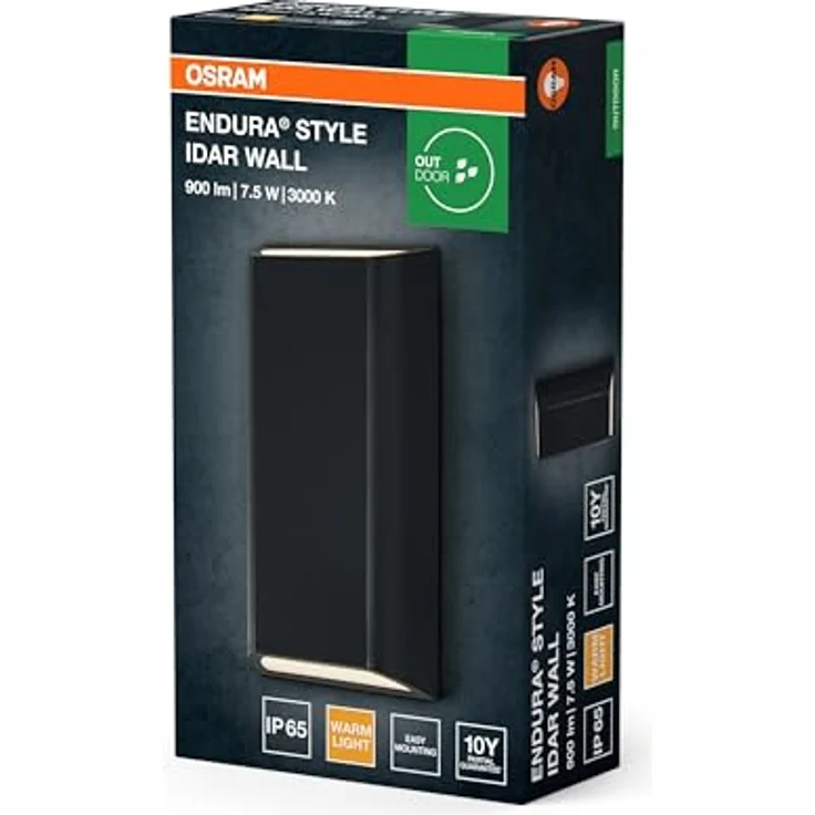 Osram ENDURA STYLE IDAR WALL Außenleuchte, 7,5W, 340lm, Wandleuchte, dunkelgrau, IP65 Schutzklasse, 3.000K Farbtemperatur, warmweiße Lichtfarbe – Bild 3