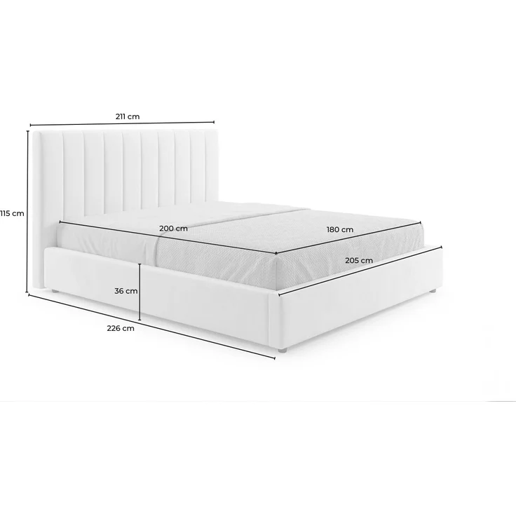 KAWOLA Bett CATTURA Polsterbett Velvet creme 180x200cm mit Lattenrost – Bild 9