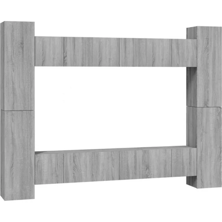 10-tlg. TV-Schrank-Set Grau Sonoma Holzwerkstoff [3120219]
