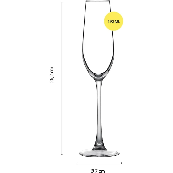 ECHTWERK Sektglas Champagnerkelch-Set 190 ml, 6-tlg, Glas, für Champagner, Schaumwein, Aperitifs, ideal für Feierlichkeiten – Bild 2