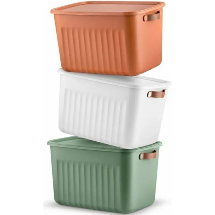 Luxury Bites Aufbewahrungsbox mit Deckel, 20L-15L -10L BPA-freie Kunststoff, nestbar und stapelbar (6 Farben, 9 Farbkombiationen, 3er Set)