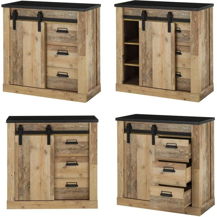 Lomadox Wohnzimmer-Set SHELTON-61, (Mega-Spar-Set, 6-St, 6-tlg), in Old Style hell Nb. mit anthrazit 570/201/43 cm – Bild 5