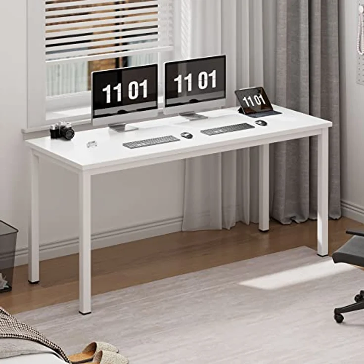SogesHome Computertisch Schreibtisch 120 x 60 x 75 cm PC Schreibtisch Büro Schreibtisch Workstation für Home Office Verwenden Schreibtisch, Esstisch Konferenztisch,Weiss, AC3DW-120-SH – Bild 2