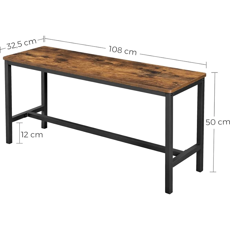 Vasagle Sitzbänke für Esszimmertisch, 2er Set, Küchenbänke, Esstischbänke, 108x32. 5x50 cm, Küche, Esszimmer, stabiles Eisengestell, Industrie-Design, Vintage, Dunkelbraun von Songmics KTB33X – Bild 3