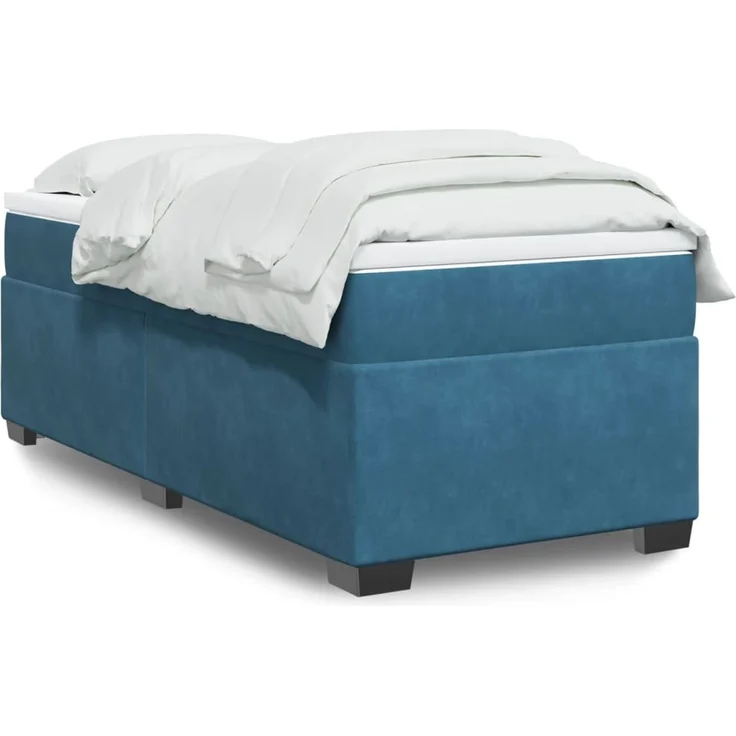 vidaXL Boxspringbett mit Matratze Dunkelblau 90x190 cm Samt 3285255 – Bild 1