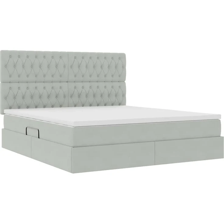vidaXL Aufbewahrungsbett mit Matratze Hellgrau 180 x 200 cm Samt 3372105 – Bild 5