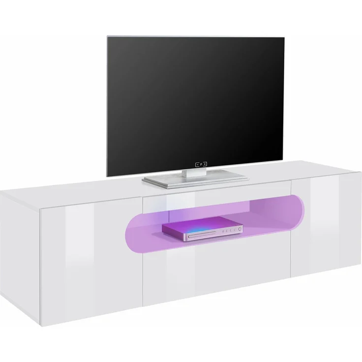 INOSIGN Lowboard Real,Lowboard,TV-Kommode,TV-Möbel,Breite 150 kompl. hochglanz lackiert, mit 2 abgerundeten Türen,1 Klappe,die ein ovales offenes Fach bilden – Bild 5