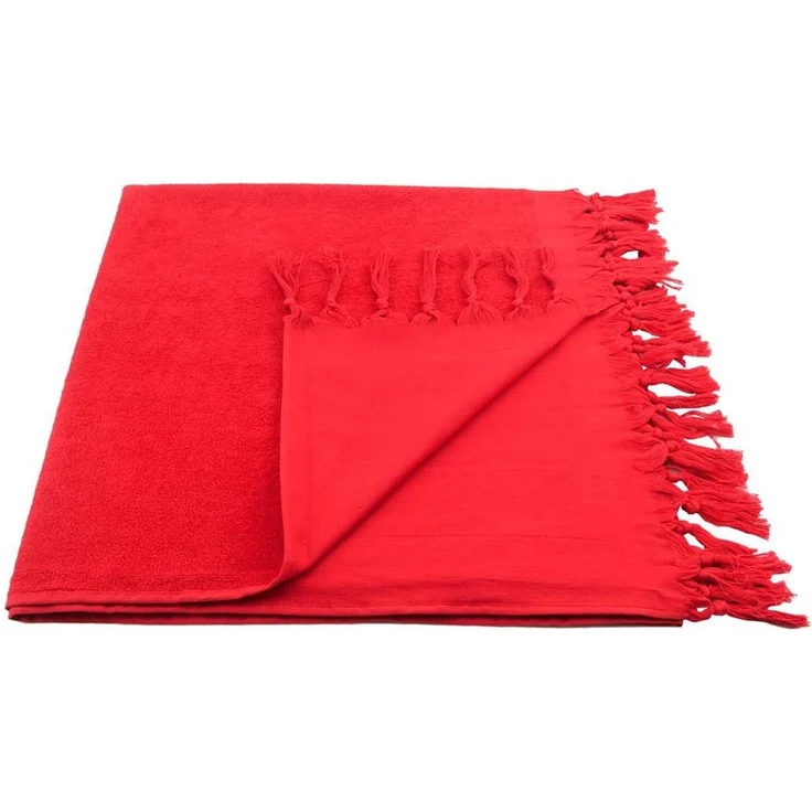 Hamamtuch Frottee rot mit Fransen ca. 90x180 cm – Bild 1