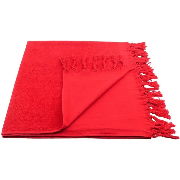 Hamamtuch Frottee rot mit Fransen ca. 90x180 cm