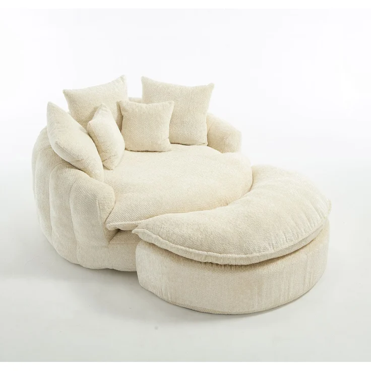 Abrihome Sessel mit Kissen und Verstellfunktion, Beige, 190,5x138x63 cm – Bild 2