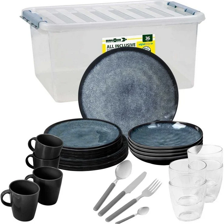 BRUNNER Geschirr-Set BRUNNER Camping Geschirrset VENETIAN (8, 12, 16, 36-Teile) Rutschfest (36-tlg) – Bild 1