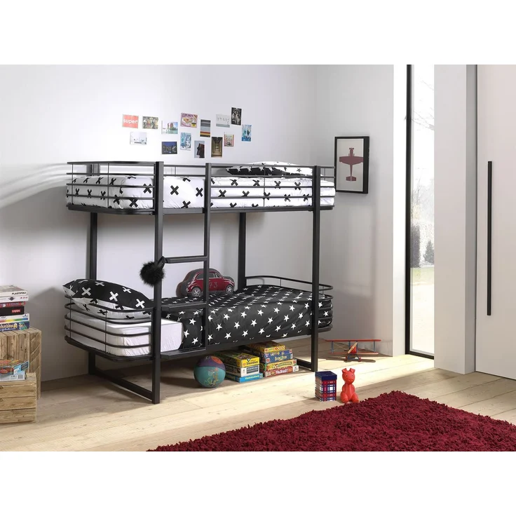 Etagenbett Karolin 205x99x166 Hochbett Metall Schwarz – Bild 5