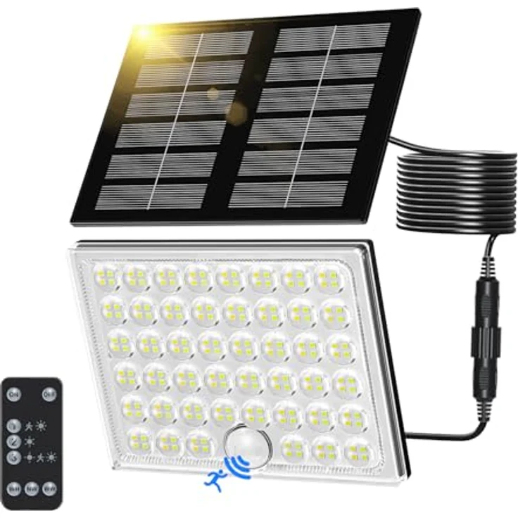 Realky Solarlampen für Außen mit Fernbedienung,Außenlampe mit bewegungsmelder,IP65 Wasserdichte Solarleuchte mit Drei Farbtemperaturen für Garage, Garten, Haustüren, Rasen-1 Stück – Bild 2