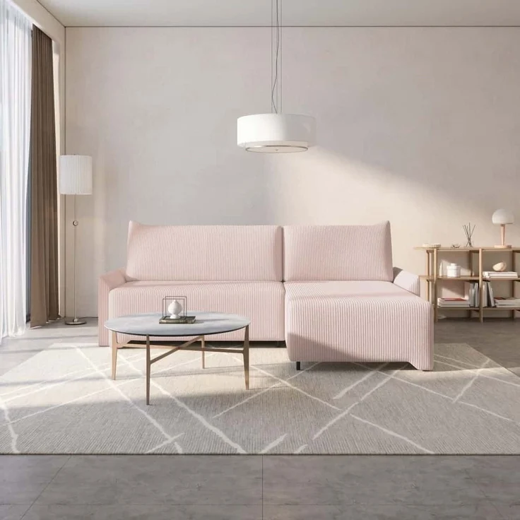 Ecksofa Loco Cord mit Schlaffunktion und Bettkasten | Jan-Art – Bild 1