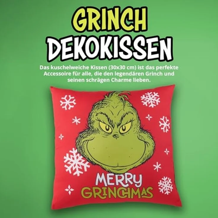 United Labels® Dekokissen The Grinch Kissen - Merry Grinchmas Plüsch Zierkissen 40 x 40 cm – Bild 2