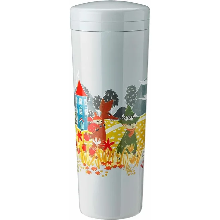 Stelton Termoflasche Carrie Moomin Sky, Isolierflasche, Edelstahl, Kunststoff, Blau, 0. 5 L, 1374-7