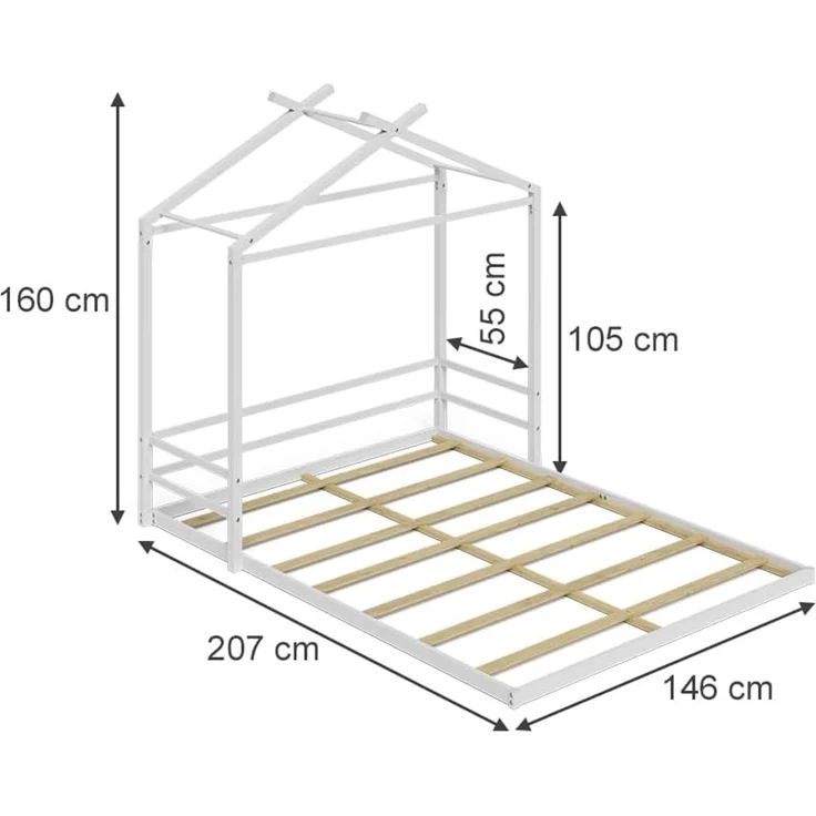 Bodenbett Roofy Weiß 140x200 Vitalispa – Bild 3
