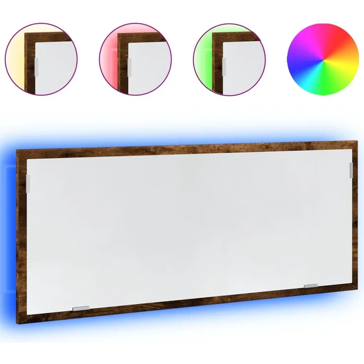 vidaXL LED-Badspiegel Räuchereiche 100x8,5x37 cm Holzwerkstoff 856272