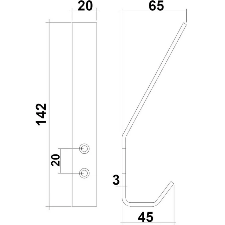 SO-TECH® Garderobenhaken ALBA echt Edelstahl schwarz matt (10 St), groß (142 x 20 mm) – Bild 2