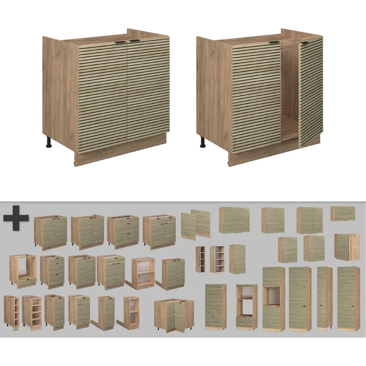 Spülenunterschrank Fame-Line Eiche Paneel 80 cm ohne Arbeitsplatte Vicco – Bild 5