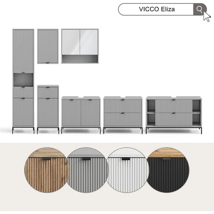 Vicco Hochschrank Eliza, Schwarz/Viking Oak, 40 x 190 cm mit 2 Türen und 1 Schublade (1-St) – Bild 8