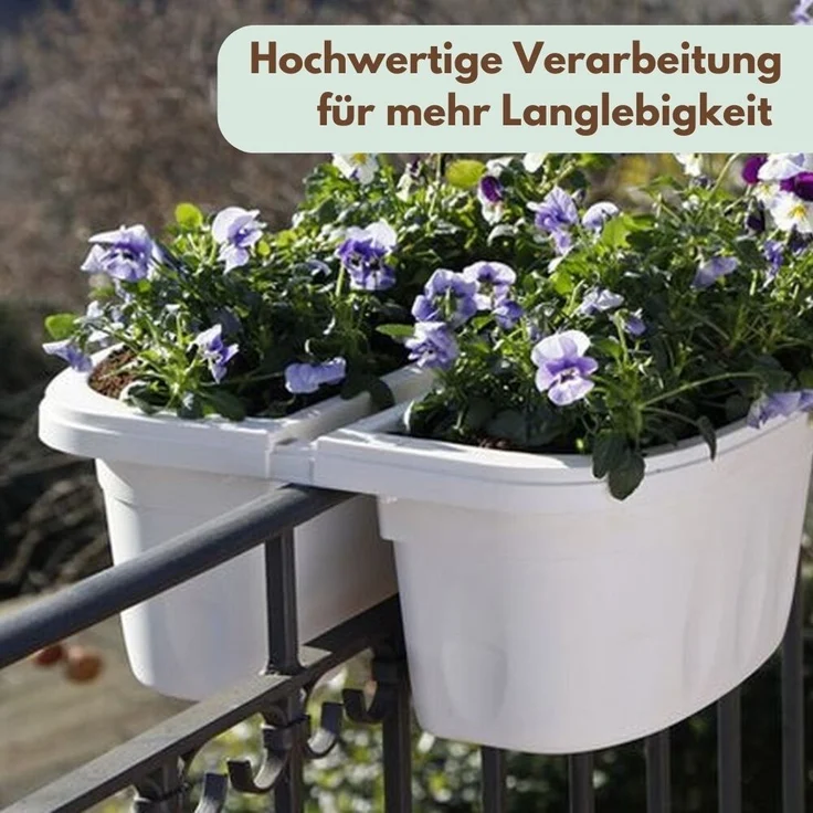 Blumenkasten Balkon Beidseitiger Balkonkasten mit Halterung Blumenkasten mit Wasserspeicher Pflanzkasten für Geländer Geländerkasten ohne Bohren Terracotta 40 cm – Bild 6