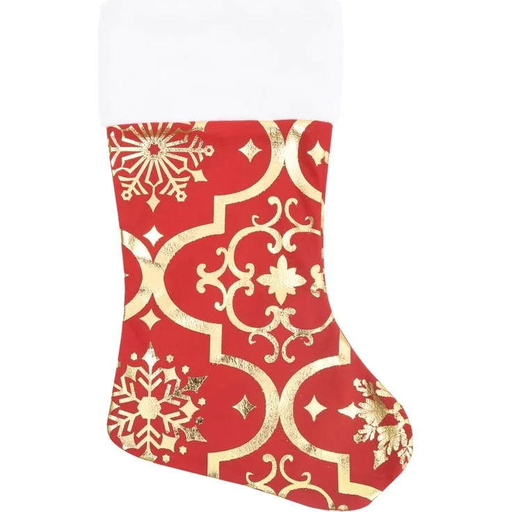 vidaXL Luxus-Weihnachtsbaumdecke mit Socke Rot 90 cm Stoff 330275 – Bild 3
