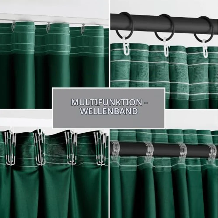 Restilo Gardine Gardine Multifunktionsband Kräuselband Vorhang Verdunkelnd Samt Textil (1 St), Kräuselband, verdunkelnd, Samt Textilien, mit Raffhalter – Bild 7