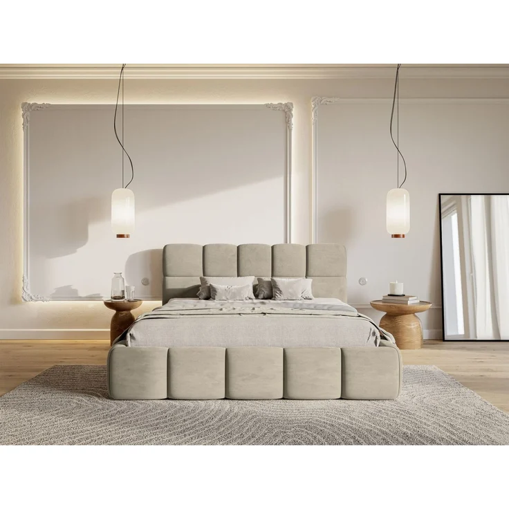 Selsey 'Cloudy' Polsterbett 120x200 cm, Samt Graubeige – Bild 2
