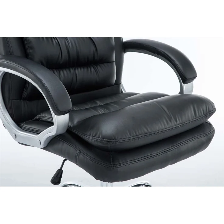 Bürostuhl SOUK - 116x68x77, Schwarz Kunstleder Metall in Chromoptik Gestell ergonomische Bürostühle Homeoffice Stuhl mit Rollen – Bild 2