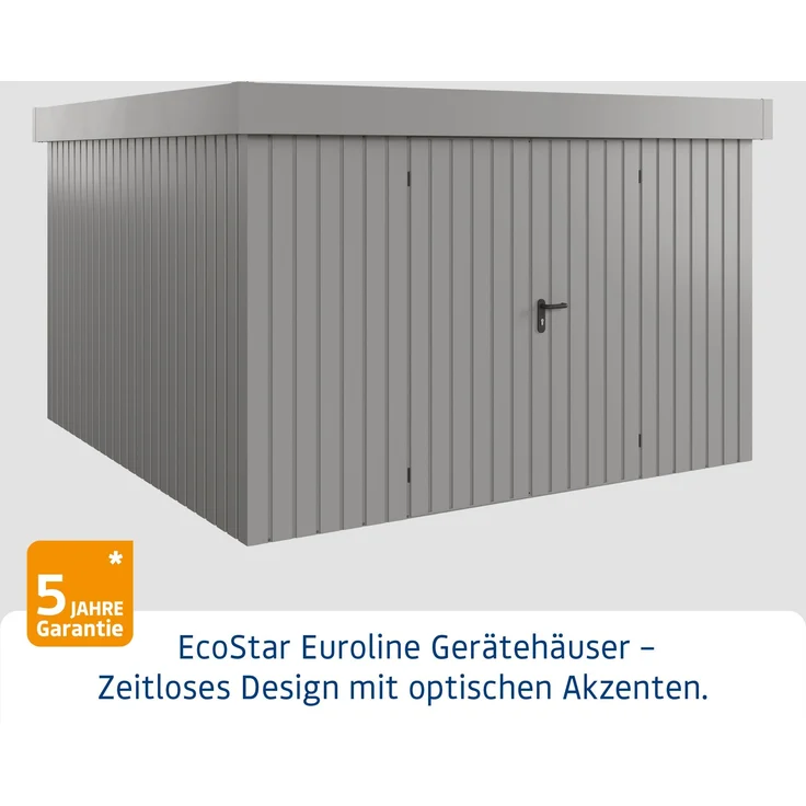 Hörmann Ecostar Metall-Gerätehaus "Euroline Trend" mit Flachdach EFD 14, graualuminium, 310 x 310 cm,2-flüglige Tür – Bild 2