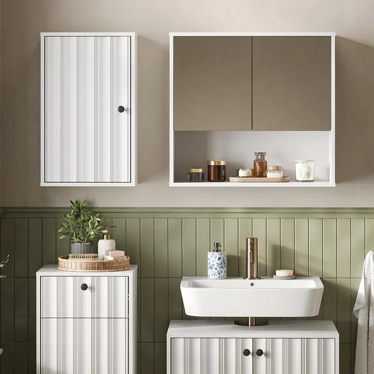 Badschrank Eliza Weiß Riffel 40 x 65 cm Vicco – Bild 2
