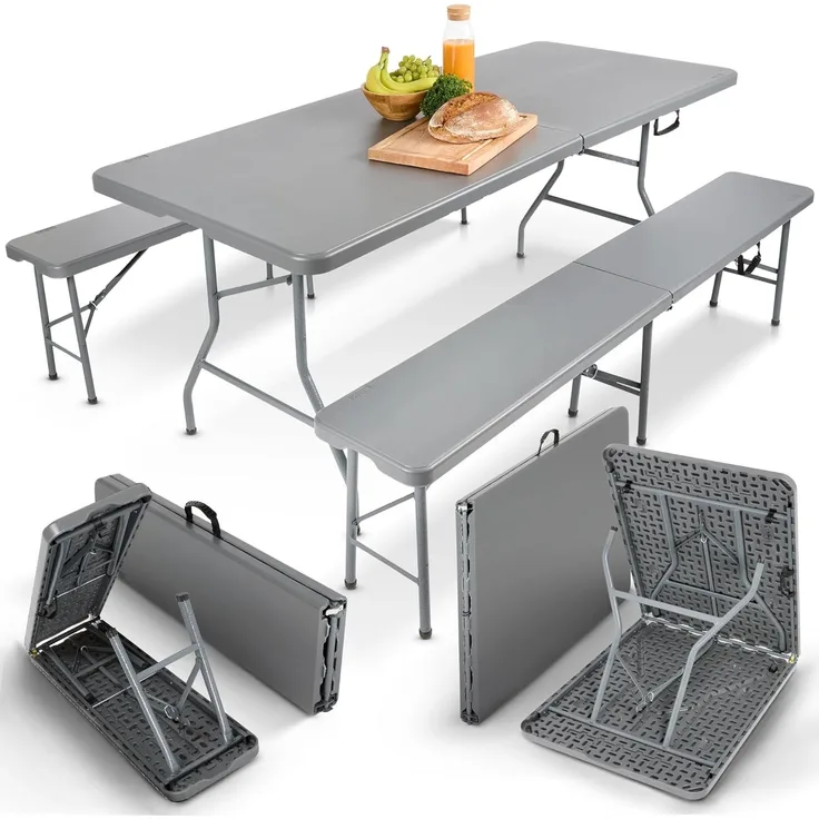 Arebos Bierzeltgarnitur Festzeltgarnitur, Biertisch Set, klappbar Campingtisch, (Set), Wetterfest & Pflegeleicht