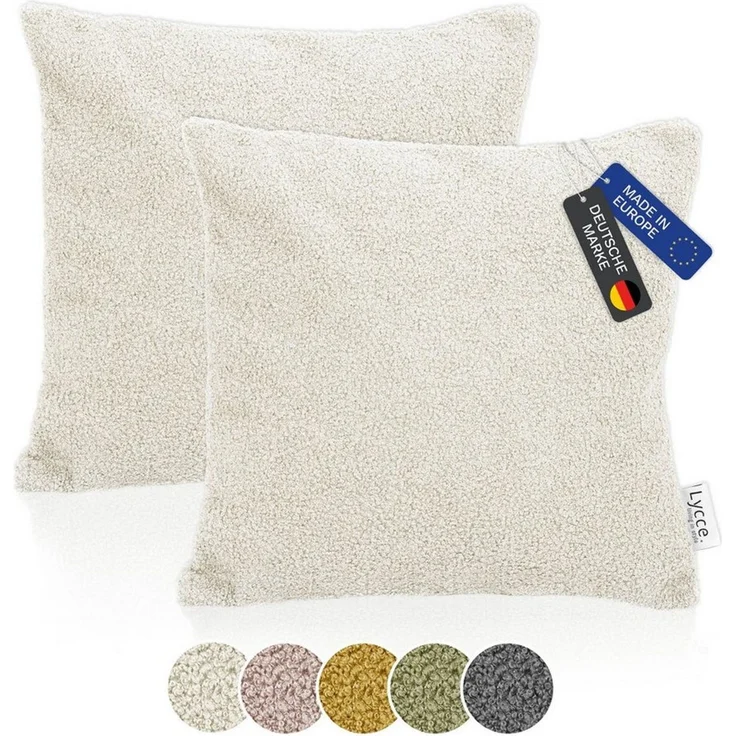 Lycce Dekokissen Lycce 2er Set Kissenhülle Bouclé 40x40 cm beige – Bild 1