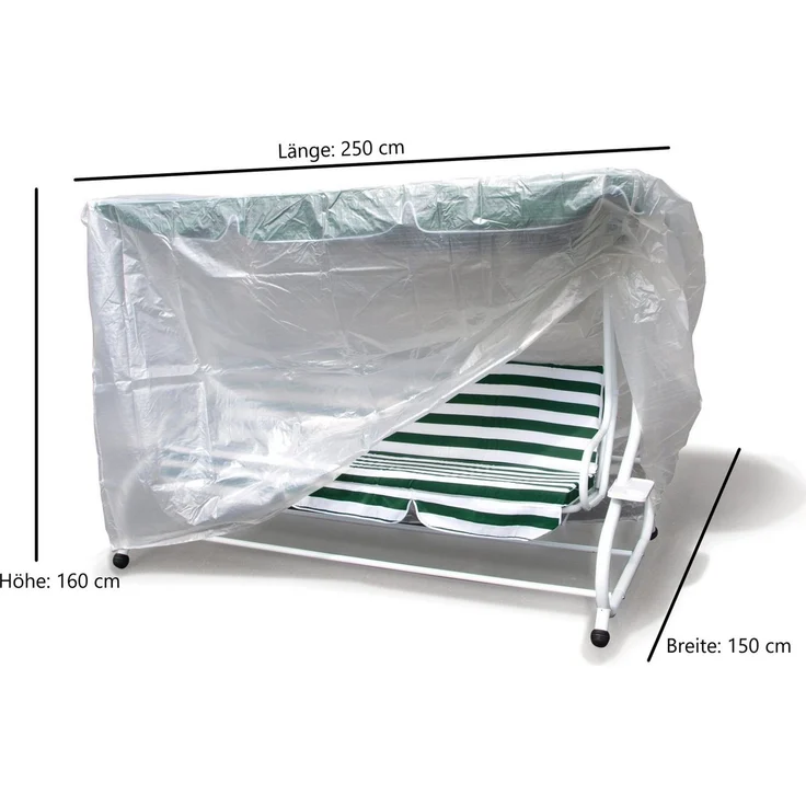 DEGAMO Abdeckhaube Hollywoodschaukel, PE, transparent, 4-stizer 250cm – Bild 3