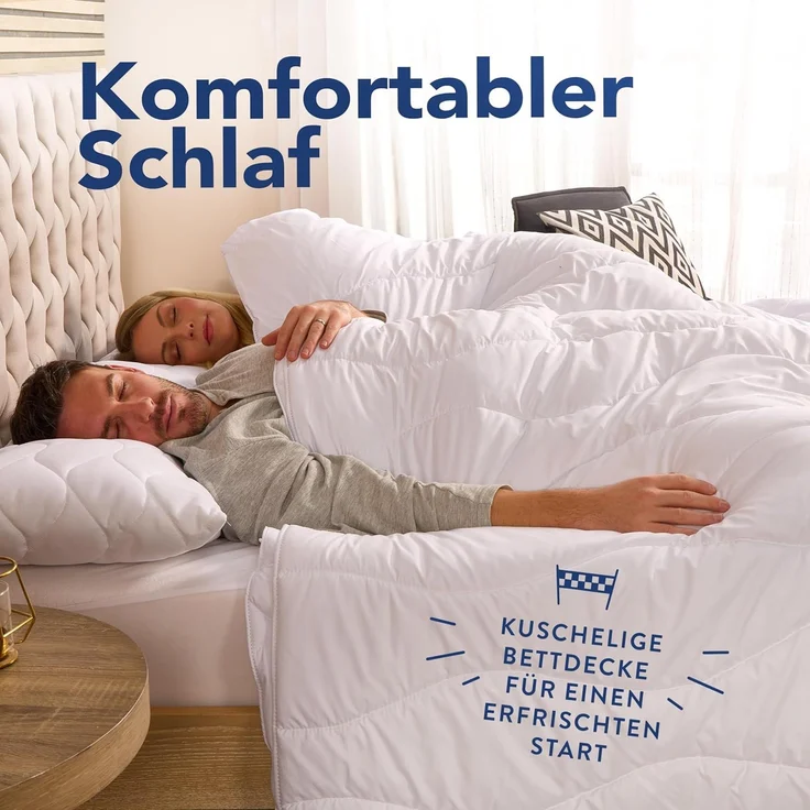 John Cotton 4 Jahreszeiten Bettdecke 200x220 - Atmungsaktive 3-in-1 Bettdecken für Sommer & Winter | Oeko-Test Zertifiziert Steppdecke | Weiche Microfaser Schlafdecke | Winterdecke 220x200 cm – Bild 7