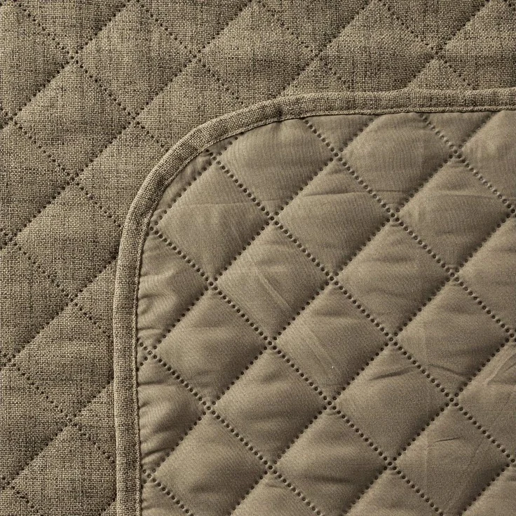 Tagesdecke Decke Lein-Optik 1 dunkelbeige 70x160 cm dunkelbeige – Bild 2
