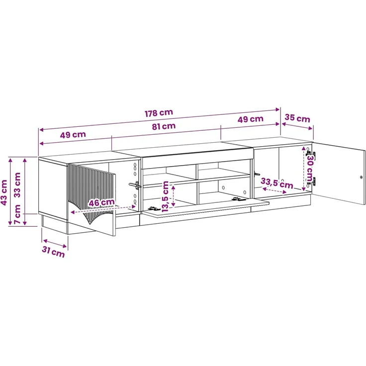 vidaXL LED-TV-Schrank HOORN 3 stk. Sonoma-Eiche Holzwerkstoff 3416840 – Bild 9