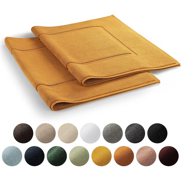 Blumtal 2er Set Premium Frottier Badematte - Badeteppich Oeko-TEX® Zertifiziert, waschbarer Badvorleger 50x80 cm, saugstark & weich, Pumpkin Spice - braun