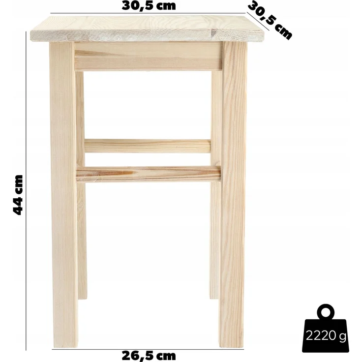 KADAX Holz-Küchenhocker, Hocker, Stuhl, 43,5 cm, massiv, natur – Bild 3