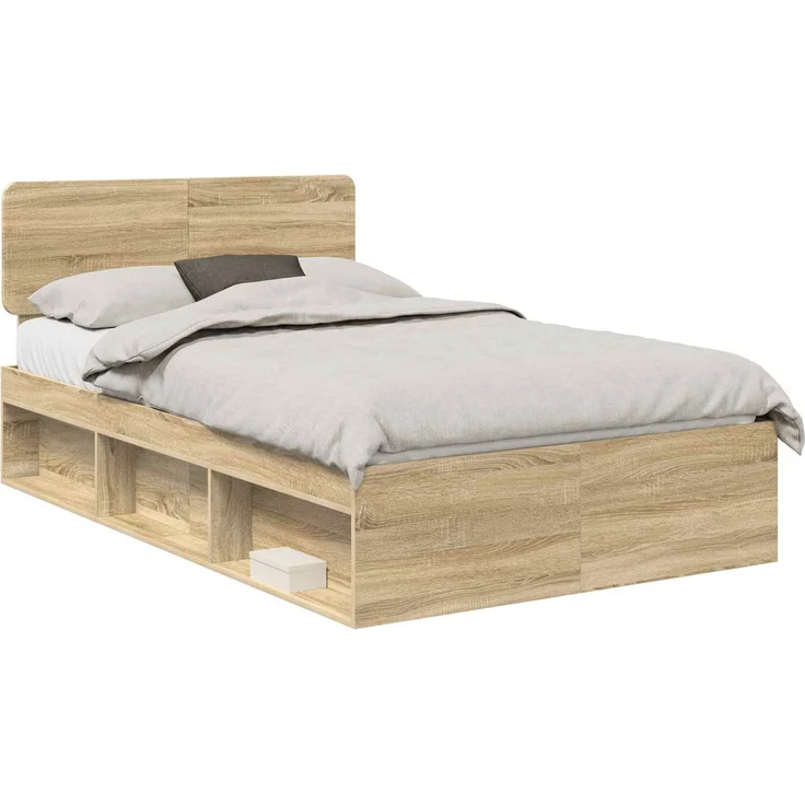 vidaXL Bettrahmen Sonoma 120 x 200 cm Massives Kiefernholz 3412098 – Bild 1