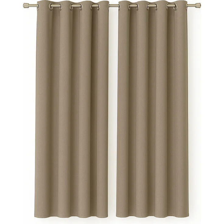 Gardine mit Ösen *** x *** cm ( Breite x Länge ) in ***, blickdichter Vorhang, Ösenvorhang in vielen Variationen 140x175 cm Sandgrau – Bild 1