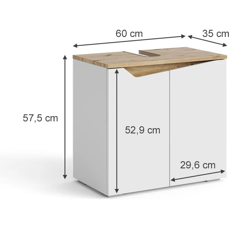 Waschbeckenunterschrank Marelle Weiß/Artisan 60 x 57.5 cm mit 2 Türen Vicco – Bild 3
