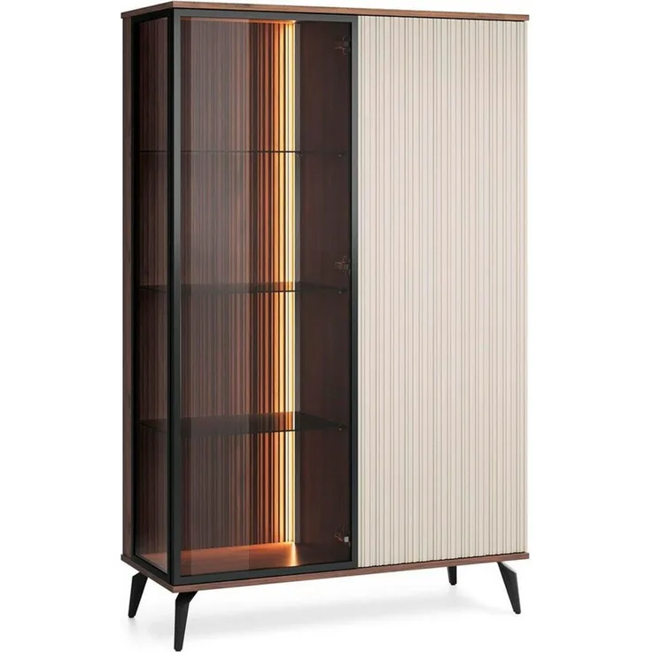 Compleo Standvitrine Vitrine moderne Vitrine mit Lamellen VIVIN