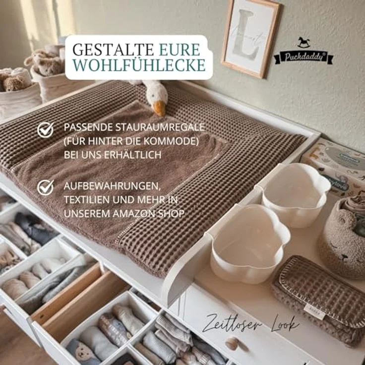 Puckdaddy Wickelaufsatz Lasse 80 x 11 x 80 cm aus Holz in Weiß – Bild 7
