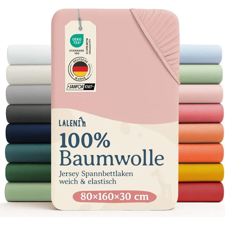 Laleni Jersey Spannbettlaken 80x160 cm Babybett - Oeko-TEX zertifiziertes Hausbett Spannbettlaken - Kinder Hausbett Bezug aus 100% Baumwolle - Spannbettlaken Hausbett - für Moseskorb Baby in Rosa